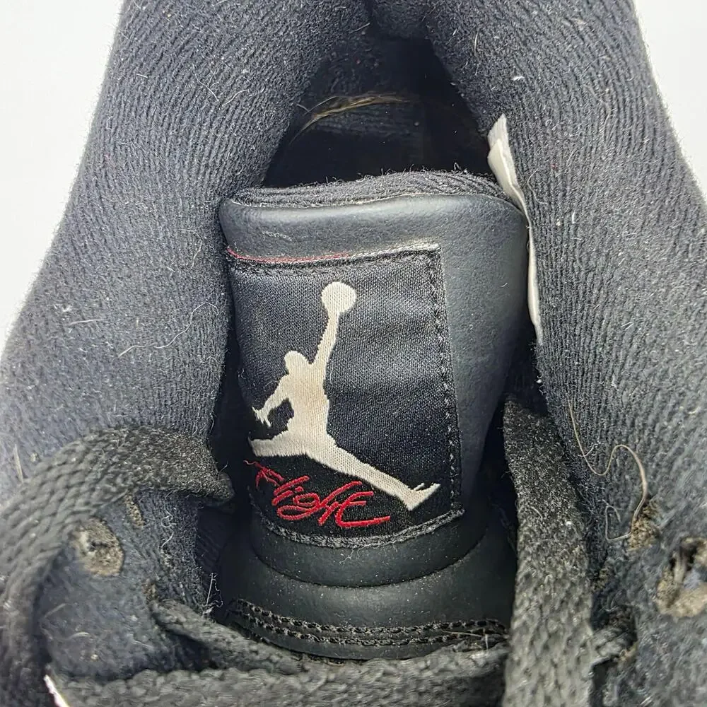 Jordan Air Jordan 4 Retro Shoes Mens 9.5 Black Leather Laser Lace Up Sneakers